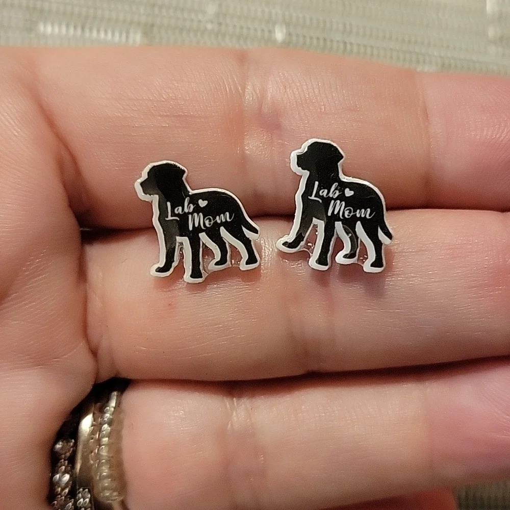 Black Lab Mom Stud Earrings